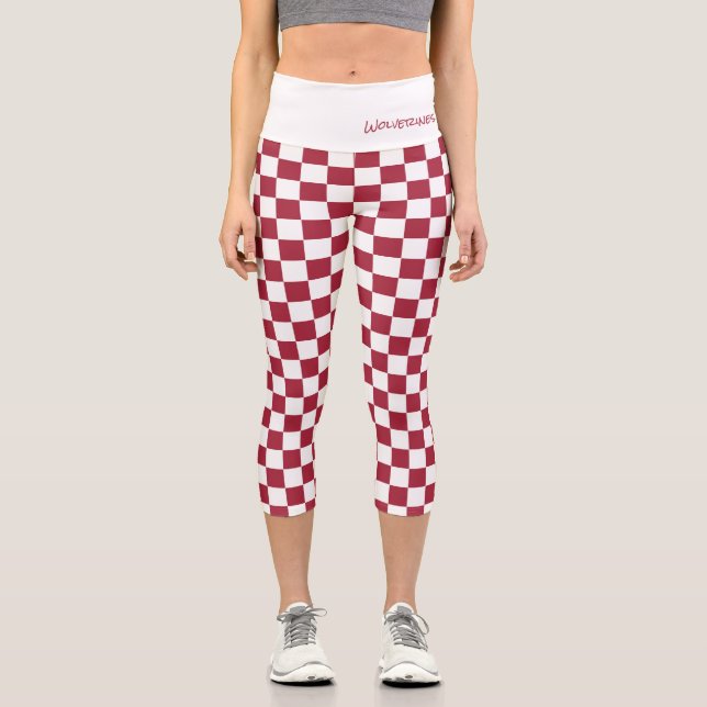 Leggings Capri Équipe sportive Spirit Check Crimson White School  (Recto)