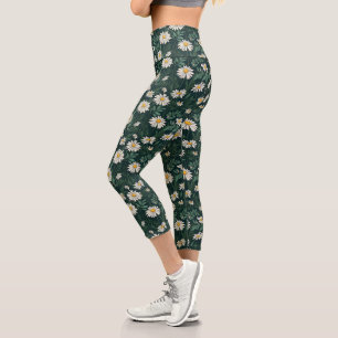 Leggings Capri Été blanc pâté de marguerite