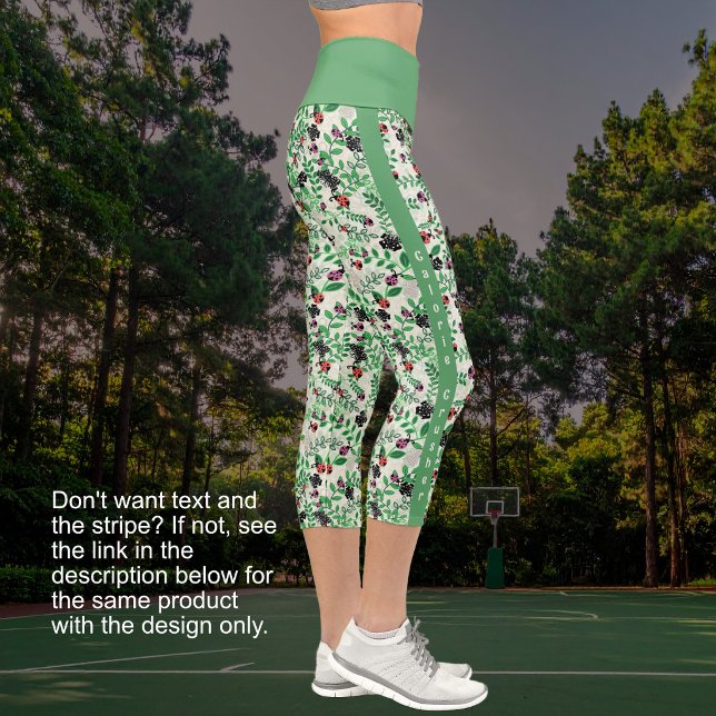 Leggings Capri Été - coccinelles, papillons feuilles-AVEC TEXTE (1A-Summer - Lady Bugs, Butterflies Leaves-WITH TEXT Capri Leggings)