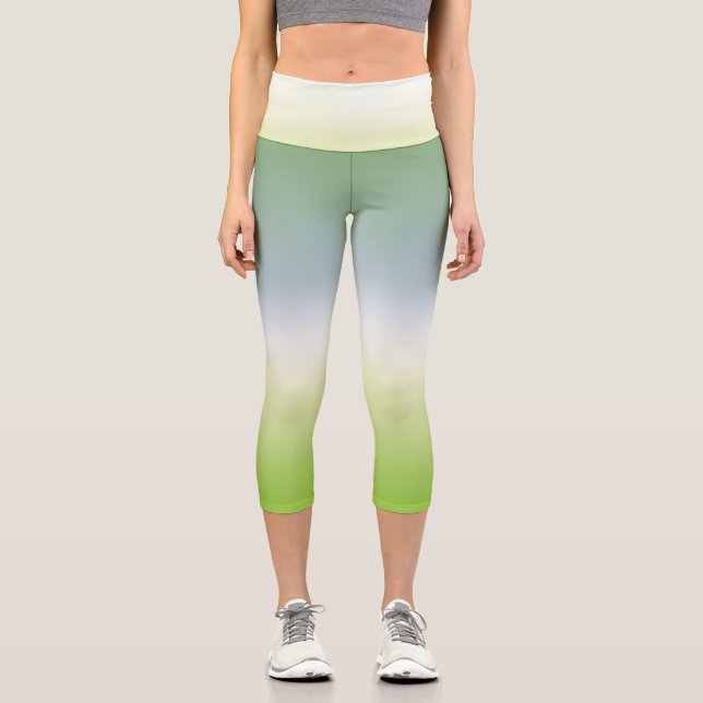 Leggings Capri Été Frais Dégradé Cool Bleu Vert Ombre (Recto)