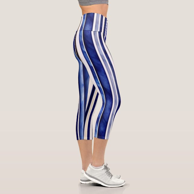 Leggings Capri Été Moderne Marine Blue Boat Stripes Collection (Droite)