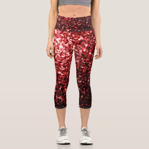 Leggings Capri Étincelle de Parties scintillant rouge foncé
