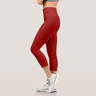 Leggings Capri Étincelles de feu rouge superposées à votre photo