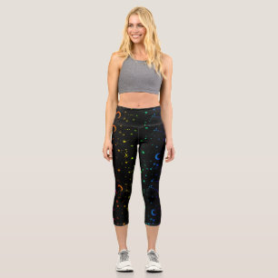 Leggings Capri étoile céleste de lune constellation arc-en-ciel