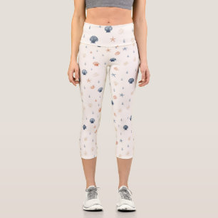 Leggings Capri Étoile de mer Coquillage Motif Sans Couture