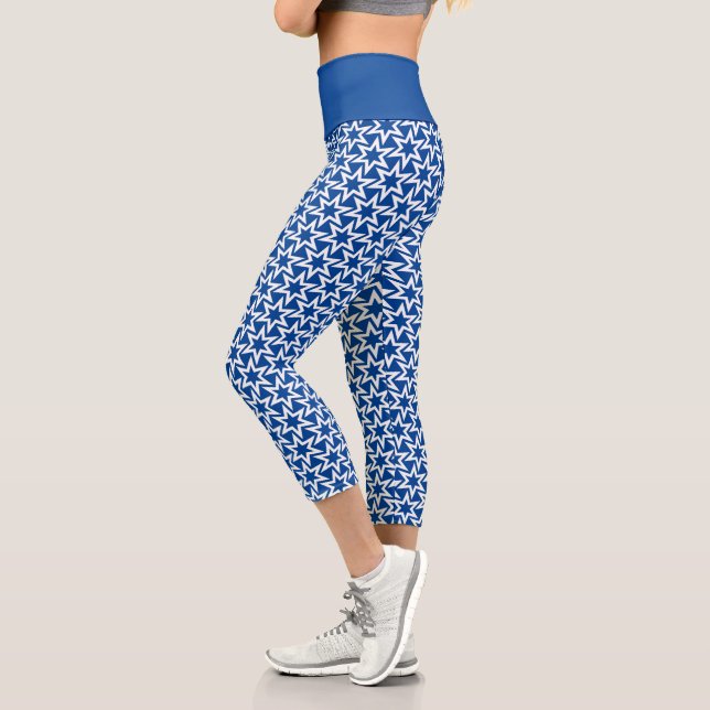 Leggings Capri Etoile Géométrique Bleu Et Blanc (Gauche)
