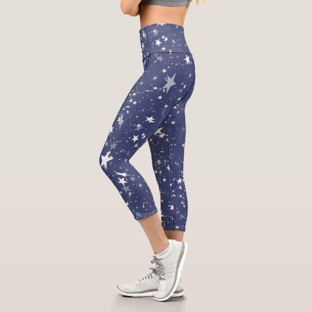 Leggings Capri Étoiles 4 juillet blanc et bleu américain (Gauche)