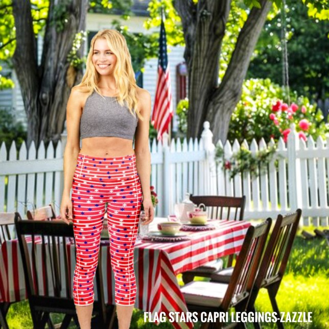 Leggings Capri Étoiles de drapeau (Créateur téléchargé)