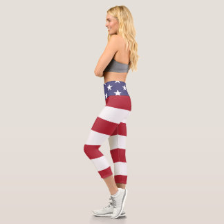 Leggings Capri Étoiles Et Grèves USA Amérique Motif Drapeau