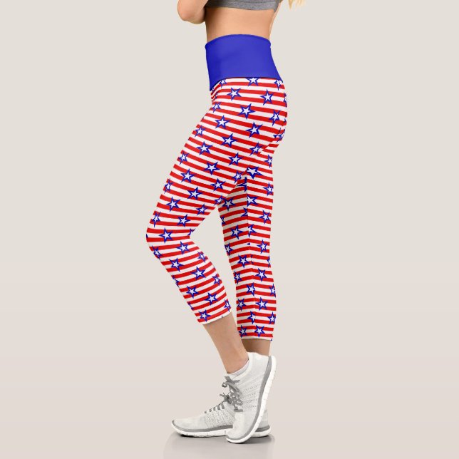 Leggings Capri Étoiles et rayures patriotiques (Gauche)