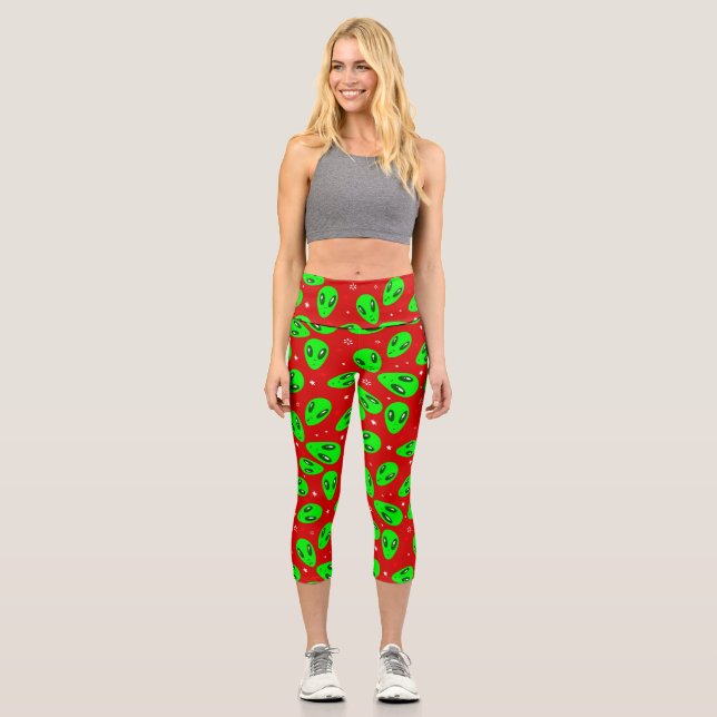 Leggings Capri étoiles rouges aliens (Recto)