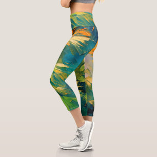 Leggings Capri Explosion de palmier abstrait – Énergie tropicale 