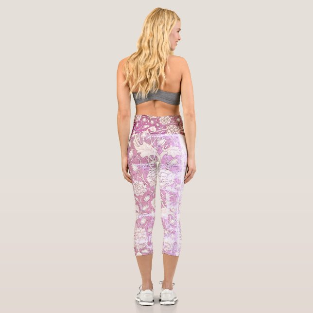 Leggings Capri Fâcheux blanc rose lavande florale | Capri Legging (Verso)