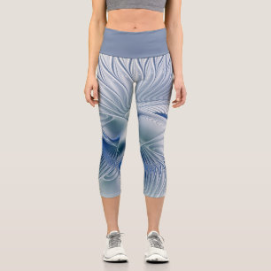 Leggings Capri Fantaisie dynamique Abstrait Tons bleus Art fracta