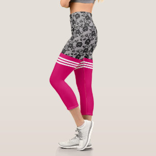 Leggings Capri Faux Black Rose dentelle Chaussettes de pêche - Él