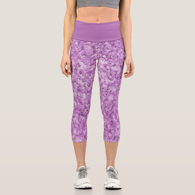 Leggings Capri Faux Sequin Pink Pattern  (Recto)