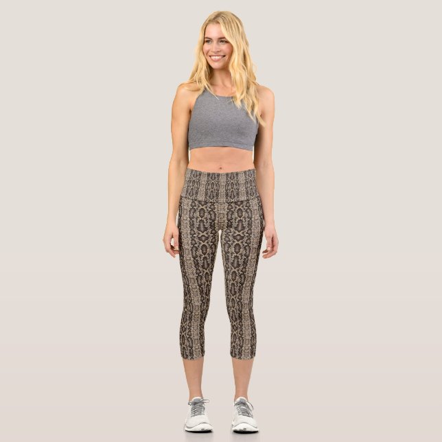 Leggings Capri Faux serpent beige marron edgy  (Recto)