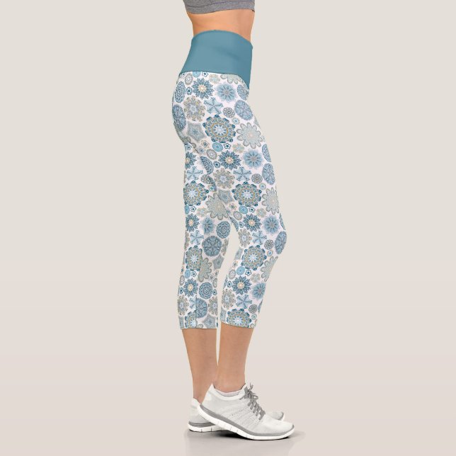 Leggings Capri Festif Chic Floral Mandala Flakes Motif (Droite)