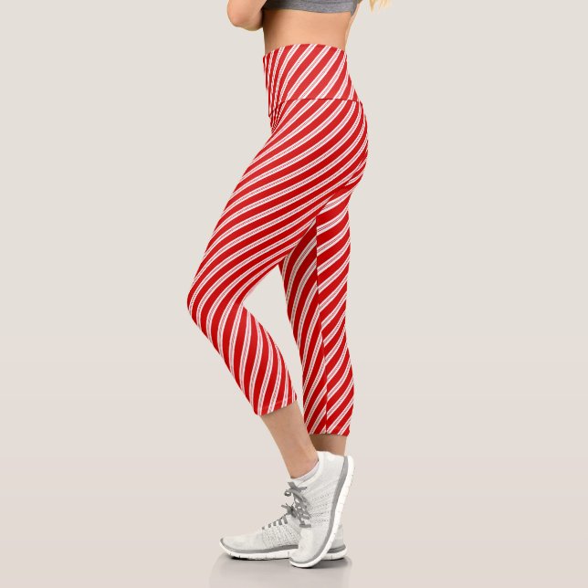Leggings Capri Festif Fun Peppermint Red Sucre de canne Stripes (Gauche)