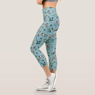 Leggings Capri Festif Oiseaux d'hiver Motif de Noël