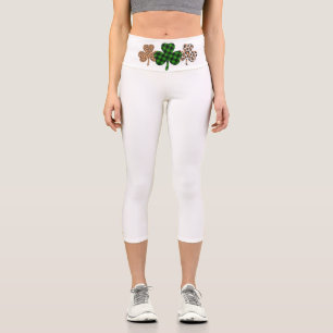 Leggings Capri Fête de la Saint-Patrick Chanceux Irlandais Vert C
