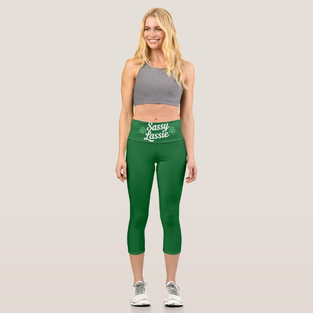 Leggings Capri Fête de la Saint-Patrick Sassy Lassie Drôle d'Irla (Recto)