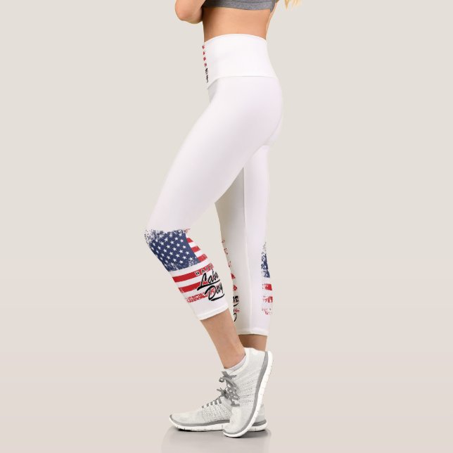 Leggings Capri Fête du Travail avec un drapeau (Gauche)