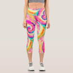 Leggings Capri Fête psychédélique folle et colorée Tie Dye Swirls<br><div class="desc">Super amusant,  haut de gamme,  confortable et haut de taille,  avec un motif branché,  coloré et teint cravate.  Ajouter du texte personnalisé,  du monogramme,  etc. pour personnaliser. Parfait pour s'entraîner,  se promener ou assister à un festival ou à un concert.</div>