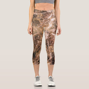 Leggings Capri Feu d'artifice en or brillant Abstrait