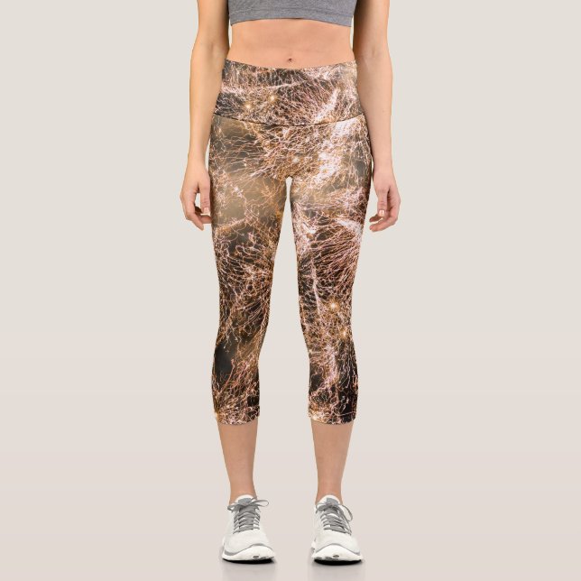 Leggings Capri Feu d'artifice en or brillant Abstrait (Recto)