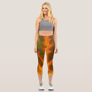 Leggings Capri Feuille vert orange et jaune d'Aspen #1