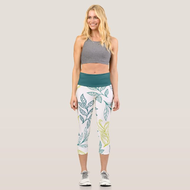 Leggings Capri Feuille verte (Recto)
