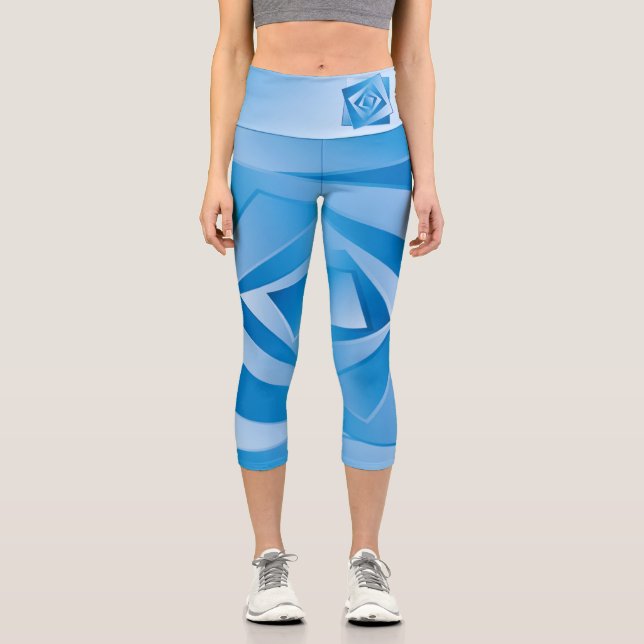 Leggings Capri Feuilles Bleues (Recto)