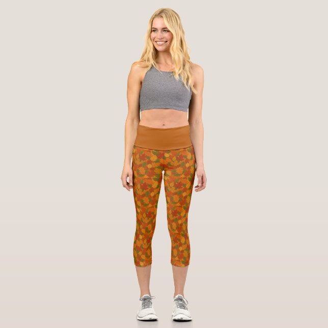 Leggings Capri Feuilles classiques d'automne à motifs (Recto)