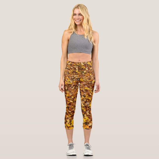 Leggings Capri Feuilles d'automne Abstraites (Recto)