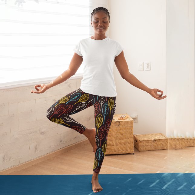 Leggings Capri Feuilles d'automne rétro (Créateur téléchargé)