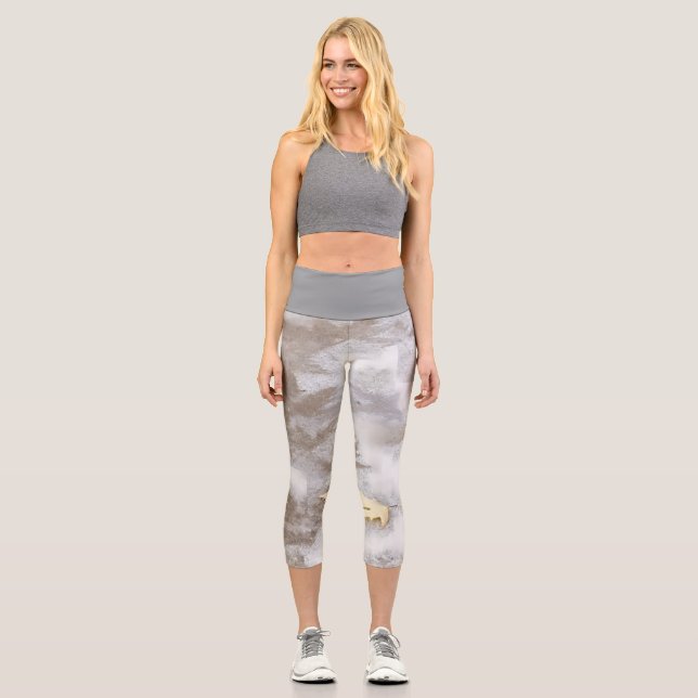 Leggings Capri feuilles empreintes (Recto)