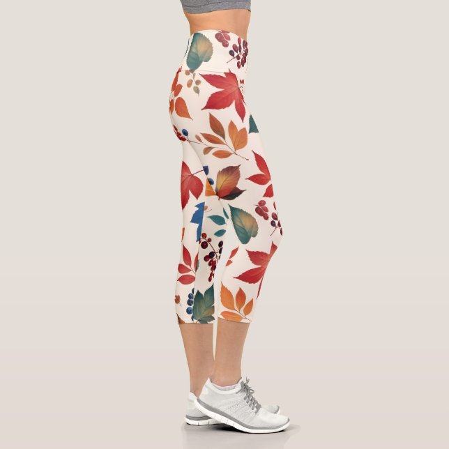 Leggings Capri Feuilles et Baies Éparses (Droite)