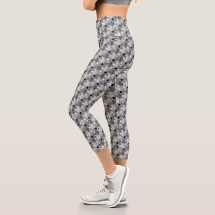 Leggings Capri Feuilles tombés Motif Sml Monochrome sur gris