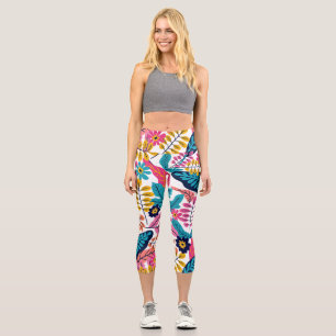 Leggings Capri Feuilles tropicales vibrantes et botanique exotiqu