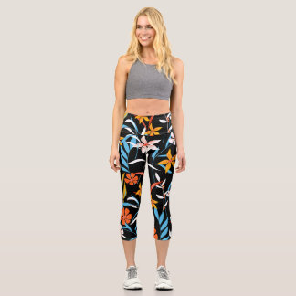 Leggings Capri Feuilles tropicaux colorés : motif arrière - plan