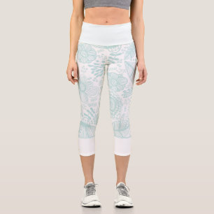 Leggings Capri fillette florale délicate bleu pastel