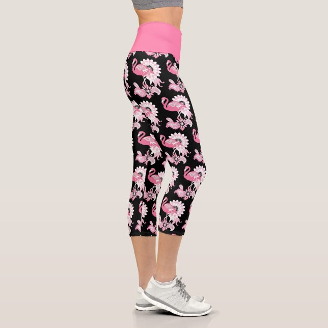 Leggings Capri Flamant rose rose pâtisserie moderne noir Capri Le (Droite)