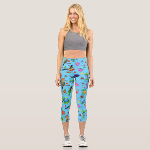 Leggings Capri Flamant rose Toucan Et Arara Motif Oiseaux Sans Me
