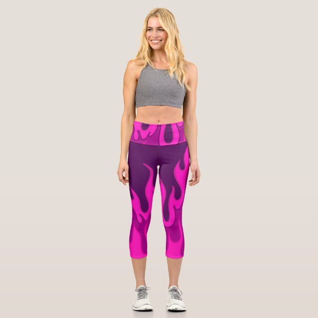 Leggings Capri Flames roses (Recto)