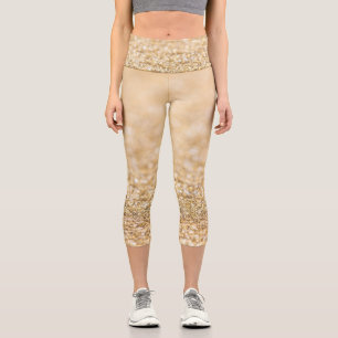 Leggings Capri Flamme de parties scintillant en or de champagne