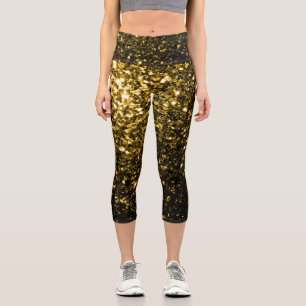 Leggings Capri Flamme de parties scintillant jaune foncé