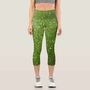 Leggings Capri Flamme de parties scintillant vert clair
