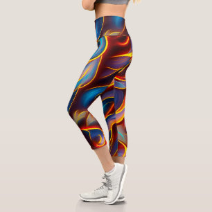 Leggings Capri Flammes rouges bleues Abstraites