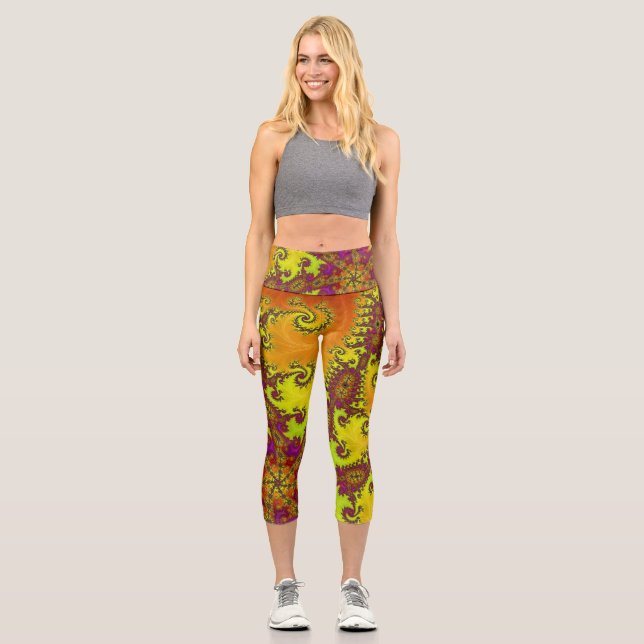 Leggings Capri Flashy Vibrant Spiral Fractal Funky Abstrait Art (Recto)